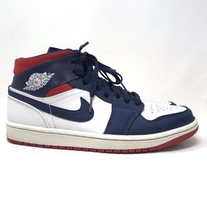 Air Jordan 1 Mid University Red White Blue Mens Size 8 Lace Up Sneakers